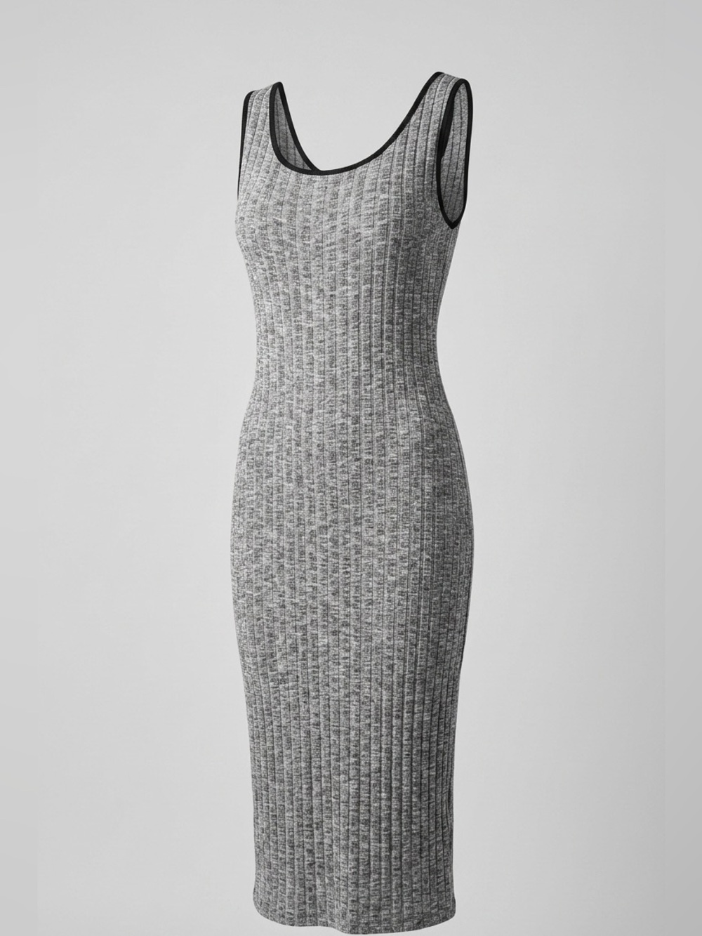 Poetry Sleeveless Ribbed Midi Dress - Gray